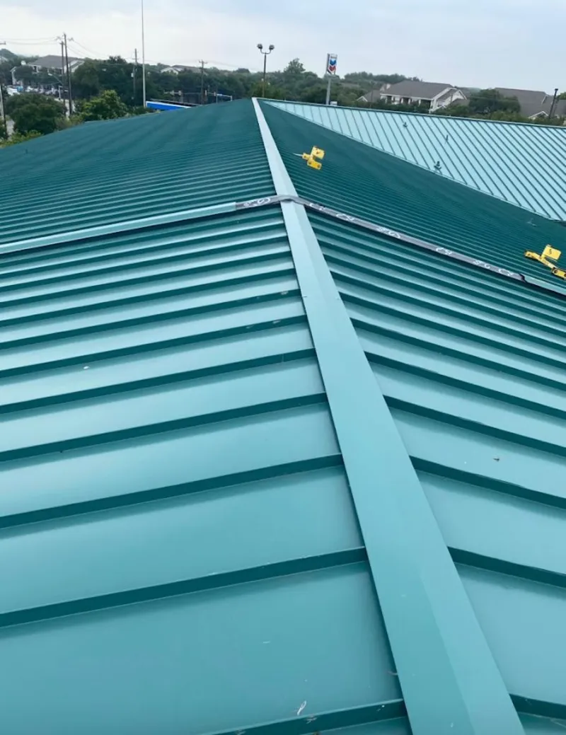 Green commercial metal roof ridge and valley for Metal Roof Repair in Hughson